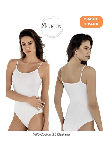 Şahinler Women'S, Basic, Narrow Strap, U Neck, 95% Cotton 5% Elastane 2-Piece Snap Fastener Bpdy