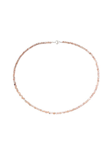 Abundo Basics necklace made of natural sunstone spheres with 925 silver accessories, 40 cm
