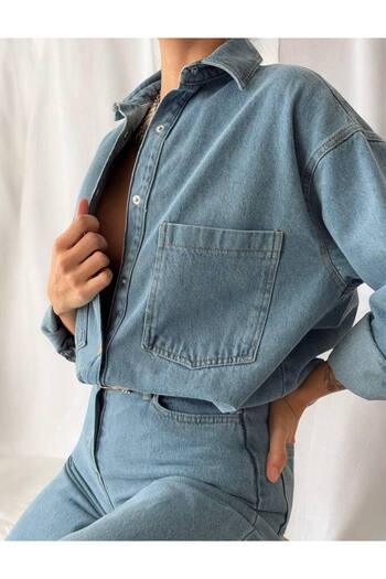 Lady Pixie Women's Denim Shirt Pants Set