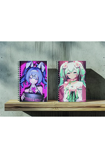 nihonwosekai 2Pcs A5 Size Unlined 50 Sheets Anime Spiral Notebook Hatsune Miku Pjsekai Colorful Project Sekai
