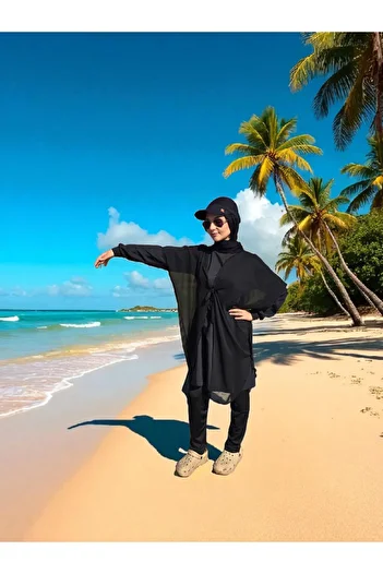 Nöşre Design Black Pareo Kaftan Kimono