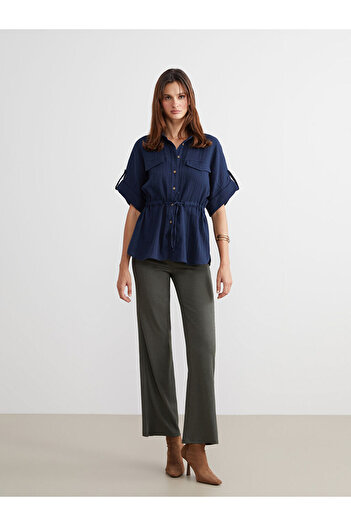 LC Waikiki Create Your Style from Uzg Store |   Textured Wide Leg Women's Trousers with Elastic Waist