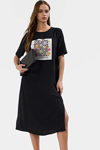PayBuy Rochie midi pentru femei, cu imprimeu, model, potrivire confortabilă, utilizare zilnică, indispensabilă vara