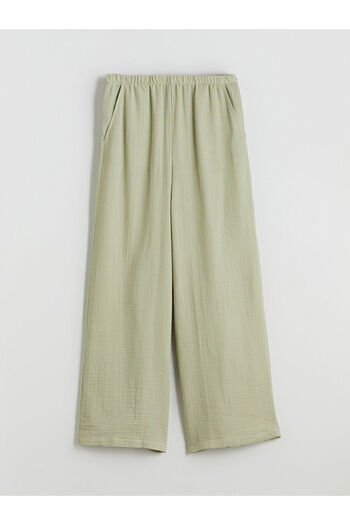 LC Waikiki Khaki Elastic Waist Textured Muslin Women's Trousers