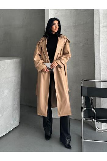 FERZOLAİO Pro Camel Leather Trench Coat