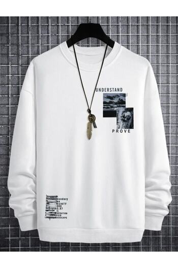 Pisa Art Φούτερ oversize Unisex Understand Prove με στάμπα 3 κλωστών, 100% βαμβακερή κουκούλα