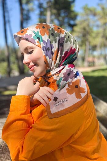 Sultan Eşarp Sultan Fresh Cotton Scarf - Flying Flowers - Sfe009-10