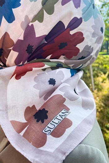Sultan Eşarp Sultan Fresh Cotton Scarf - Flying Flowers - Sfe009-05