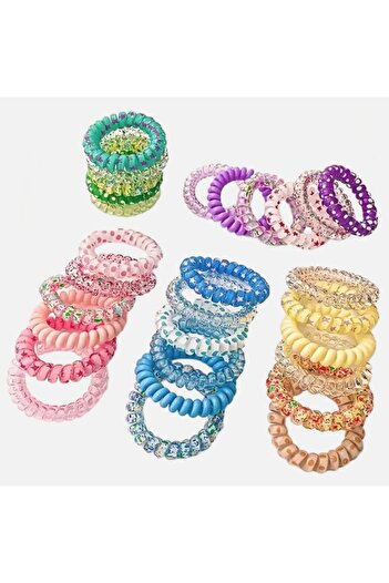 Generic Spiral Hair Ties, Traceless Ponytail Holders, Mixed Candy Colours, Fashion Hair Accessories, 14+ Yea