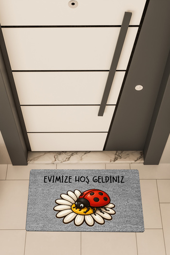 Dormot High Quality Digital Printing Gray, Daisy Welcome Themed Door Mat