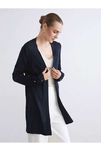 LC Waikiki Navy Blue Shawl Collar Women's Knitwear Cardigan