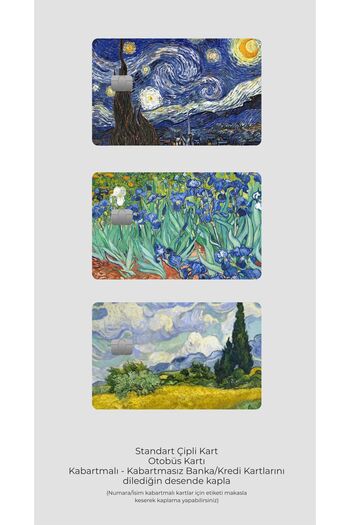 hediyenebak 3 Pack Van Gogh Paintings Series 2 - Papara, Tosla, Bus Card Covering Sticker for Credit Card