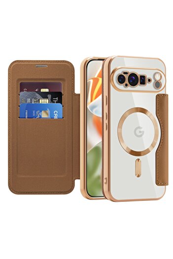 Techsuit Case for Google Pixel 10 Pro XL - SmartMag Book Case - Brown