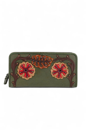 GÖN 100% LEATHER HANDMADE WOMEN'S WALLET WITH HORIZONTAL PHONE COMPARTMENT ZIPPER AND FENCE FAPER (LIVA)