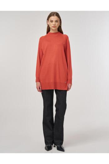 Kayra Half Turtleneck Viscose Knitwear Tunic Tile