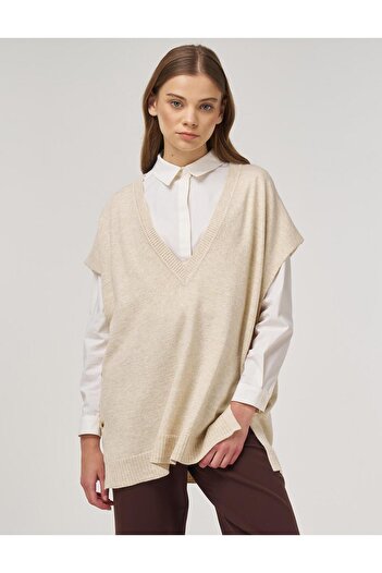 Kayra V Neck Knitwear Sweater Cream