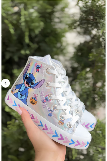 NS Little Stiç, Tenis pentru fete cu imprimeu Stitch, ortopedic, fund plat.