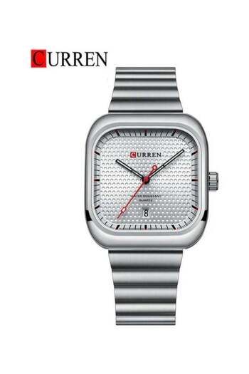 Curren 8460 Men’s Fashion Watch, Stainless Steel Rectangle Shape Dial with Calendar Business Male