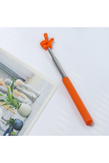 Choice Orange 1Pc Retractable Teacher Pointer Finger Design StainlessSteel Telescopic School Teaching Point