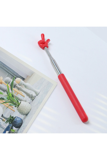 Choice Red 1Pc Retractable Teacher Pointer Finger Design StainlessSteel Telescopic School Teaching Pointer