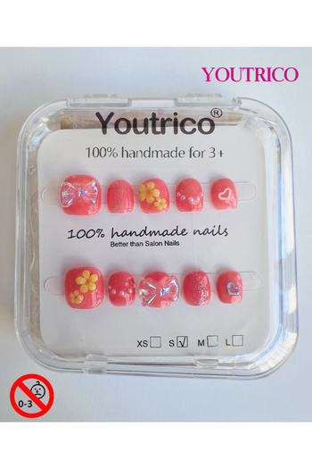 Youtrico Kids Press-on Nails - 100% Handmade Non-Toxic Safe for Ages 3+ Cute Green Kids' Fake Nails