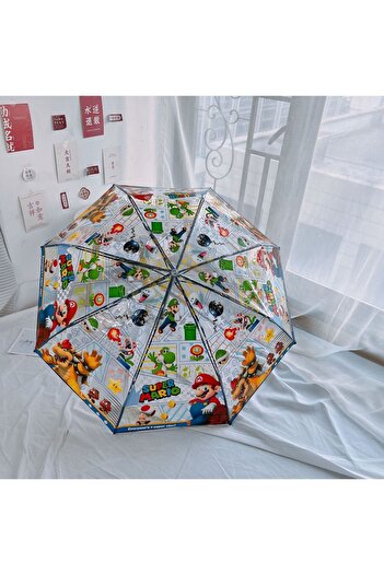 Choice1 Manual Anime Super Mario Bros Manual Automatic Umbrella Cartoon Transparent Folding Portable Wind Re