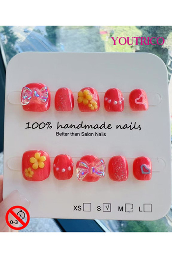 Youtrico Kids Press-on Nails - 100% Handmade Non-Toxic Safe for Ages 3+ Cute Green Kids' Fake Nails