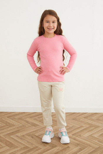 Fulla Moda Elastic Waist Emblem Jogger Girl's Sweatpants
