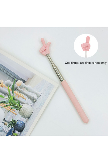 Choice Macaron Pink 1Pc Retractable Teacher Pointer Finger Design StainlessSteel Telescopic School Teaching