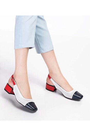 Crista Genuine Leather Closed Front 3 Centimeter Heeled Classic Sandals