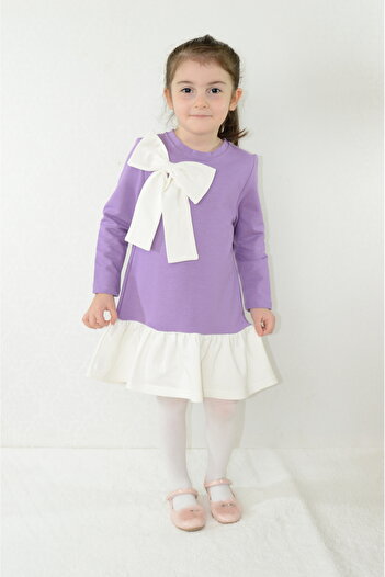 Sevimli Girls' Dress with Bow Long Sleeves
