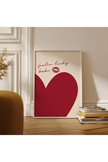 512 STORE Estetik Black Red Leoapar Heart Kiss Modern Duvar Dekor Lucky Çerçevesiz Poster Ev Ofis Dekor Tablo