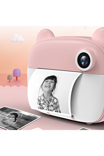 FOXMAG24 Kids' Camera with Built-in Printer & Speaker, 2.4'' Screen, Rechargeable Battery, Pink