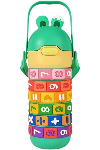 Mobcos Math Learning Water Bottle,Straw Strap Double Wall Fun and Learning Water Bottle rotating sleeve