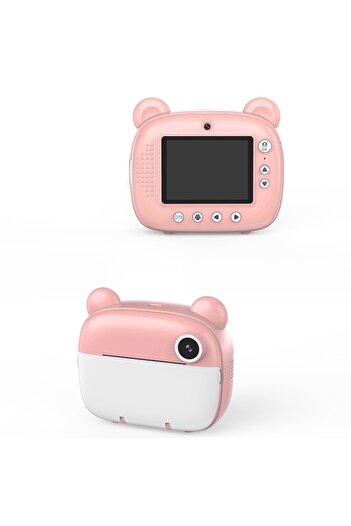 FOXMAG24 Kids' Camera with Built-in Printer & Speaker, 2.4'' Screen, Rechargeable Battery, Pink
