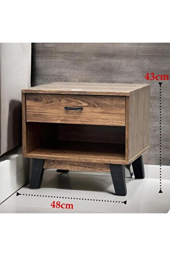 VALUES Free Shipping + Assembly Wooden Nightstand with One Drawer Brown