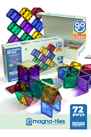 Go Toys Go Magna-Tiles 72 Parça Manyetik Yapı Blokları Original - Mıknatıslı Eğitici Oyuncak- Shopist