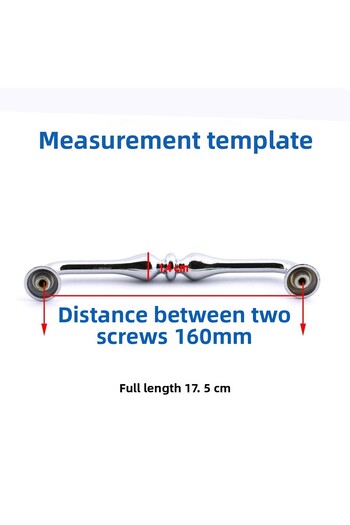 Badem10 10 buc. Mâner pentru mobilier Bucătărie Sertar Dulap Ușă dulap Culoare cromată 160 mm Mâner metalic Mâner