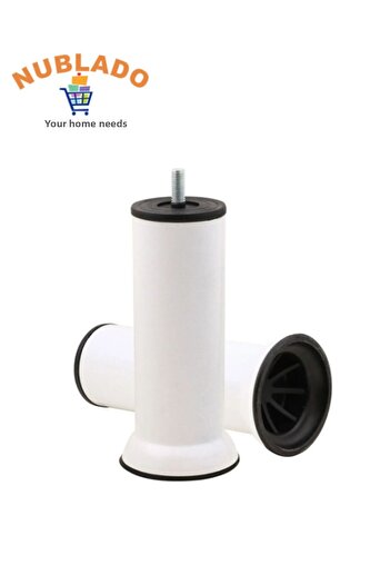 NUBLADO Mobila Canapea Fotoliu Baza Pat Suport Inalta Picior M8 Bolt Picioare Metal Alb 15 Cm.