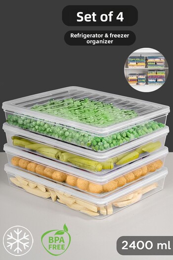 Meleni Home Microwave-Compatible Storage Container with 4 Clear Lids - Organizer Food Supply Container 4X2400Ml
