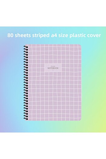 SEYFİKİRTASİYE STRIPED A4 80 SHEETS PLASTIC COVER WIRE NOTEBOOK COLLEGE SHARP COLOR