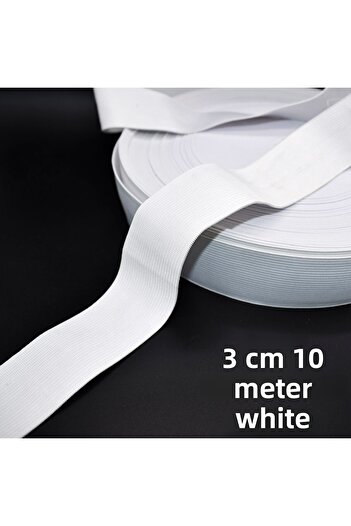 mrtbilisim Frost Leg Rubber 10 Meters White Waist Frost Leg Rubber Flat Wide Rubber Latex Product 3 Cm