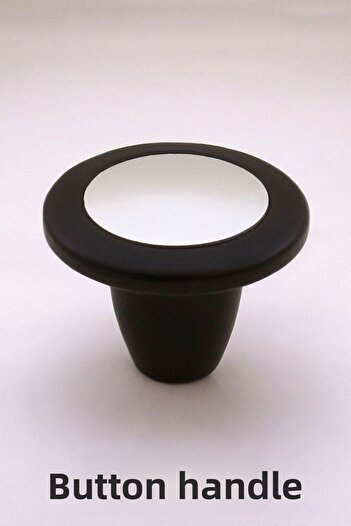 Badem10 Black Chrome Metal Mother of Pearl Button - Kitchen Furniture Drawer Cabinet Door