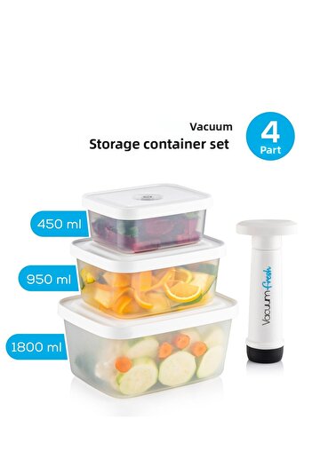 Vienev Vacuumfresh 4 Piece Vacuum Food Storage and Vacuum Pump Set