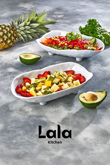 Lala Mutfak Belen Boat Plate - Set of 2 (27X18 cm) - Fruit Plate, Presentation Plate