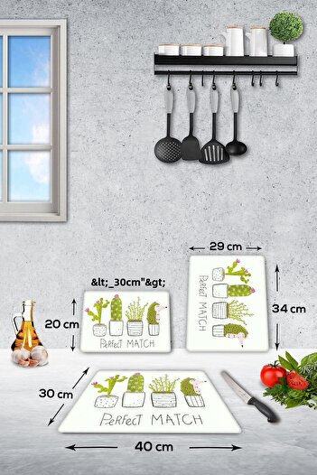 Decorita 3 Piece Set Perfect Match| Glass Cutting Board - Glass Cutting Table