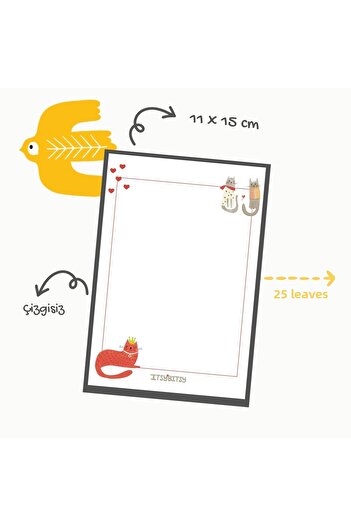 itsybitsy Cat Pattern 11X15 Notepad, Notepad, Memo Pad - Kitty of Queens Series