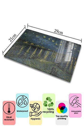 Postifull Cutting Board, New Generation Chopping Board Glass, Art Series, Thick and Tempered Unbreakable Glass, 21*30cm
