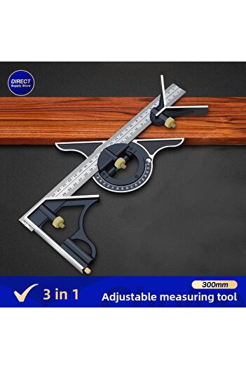 Realmote 300mm Adjustable Woodworking Measuring Ruler - 3 in 1 Multi Combination Square Angle Finder Protrac