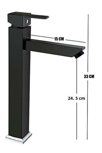 HMS Square Open Close Bowl Type Long High Sink Faucet Black